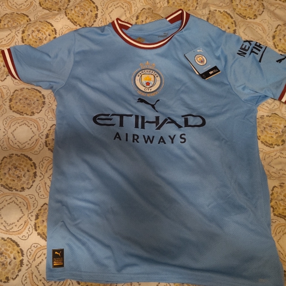 Puma Light Blue Soccer Tee with Maroon Accents